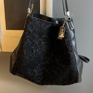 Black leopard Coach tote